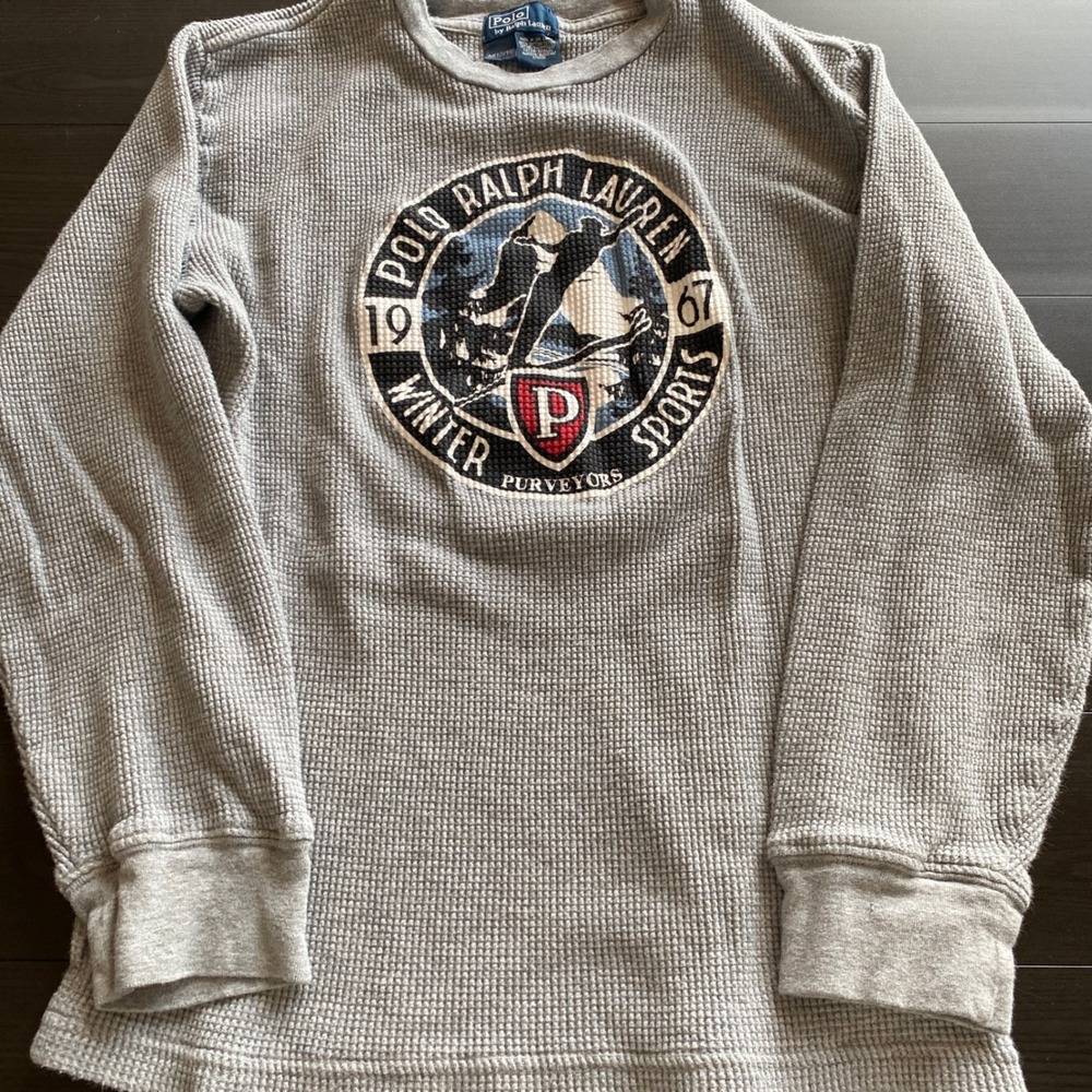 Vintage Polo Ralph Lauren Shirt Boys Kids Medium (10/12) Waffle Thermal Ski
